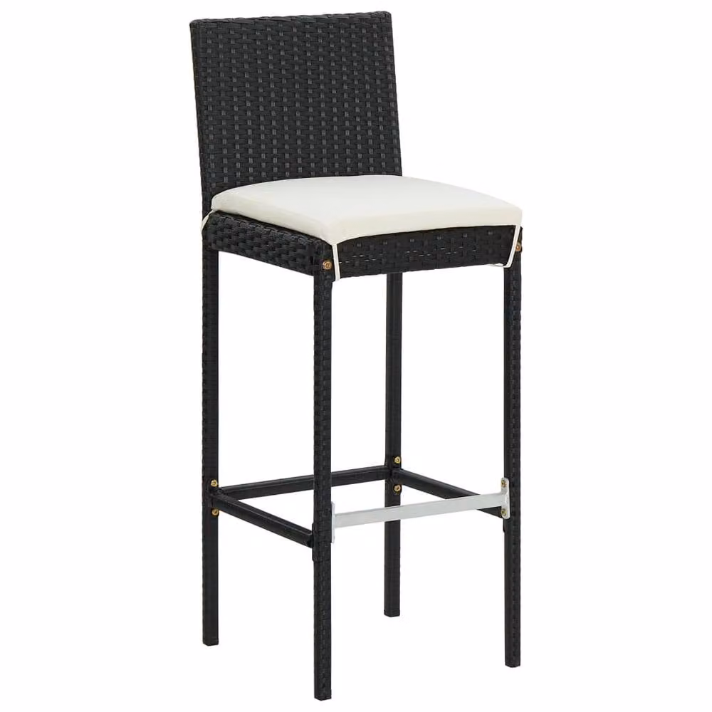 Berkfield Home 5 Piece Poly Rattan Garden Bar Set with Cushions in Black – 2