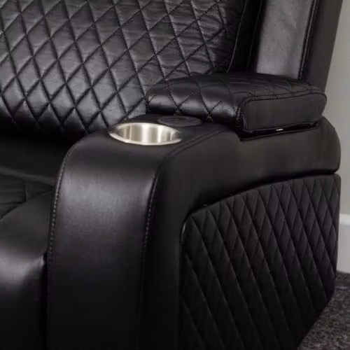 Furnishings For Less UK Felix Black Synthetic Leather Electric Reclining Sofa Suite with 3 Seater and 2 Seater, USB Charging, Cup Holders and LED Lighting – 5