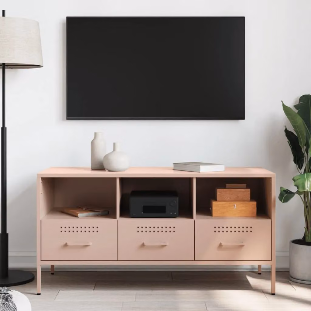 Berkfield Home Pink Industrial Metal TV Cabinet W/D/H: 100.5 x 39 x 50.5 cm – 3
