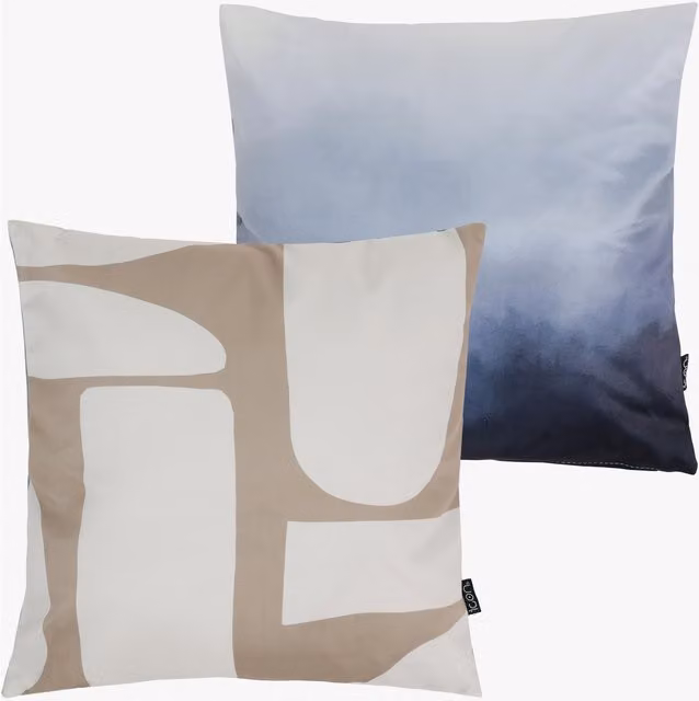 icon Set of 2 Graphic Velvet Scatter Cushions, Multicolour, W/D/H: 43 x 43 x 43 cm