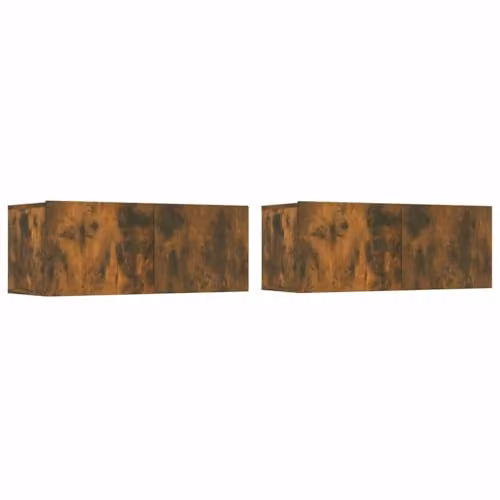 vidaXL 2 Piece Wall Mounted TV Cabinet Set in Brown, W/D/H: 80 x 30 x 30 cm