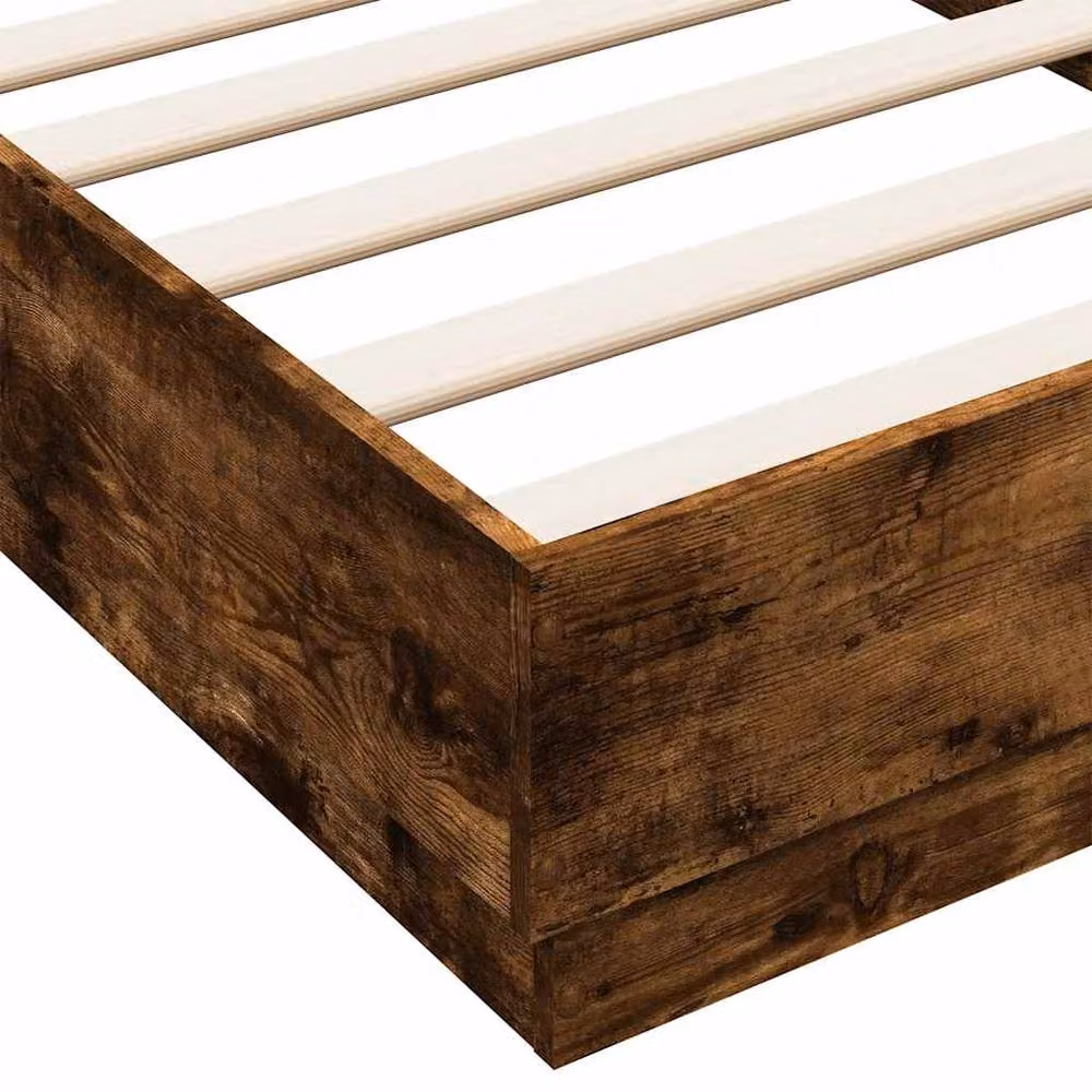 Berkfield Home Single Bed Frame in Smoked Oak Brown, Engineered Wood, W/D/H: 90 x 190 cm – 4