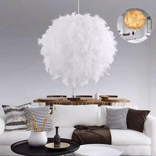PAWNORA White Feather Light Shade, Diameter: 30 cm