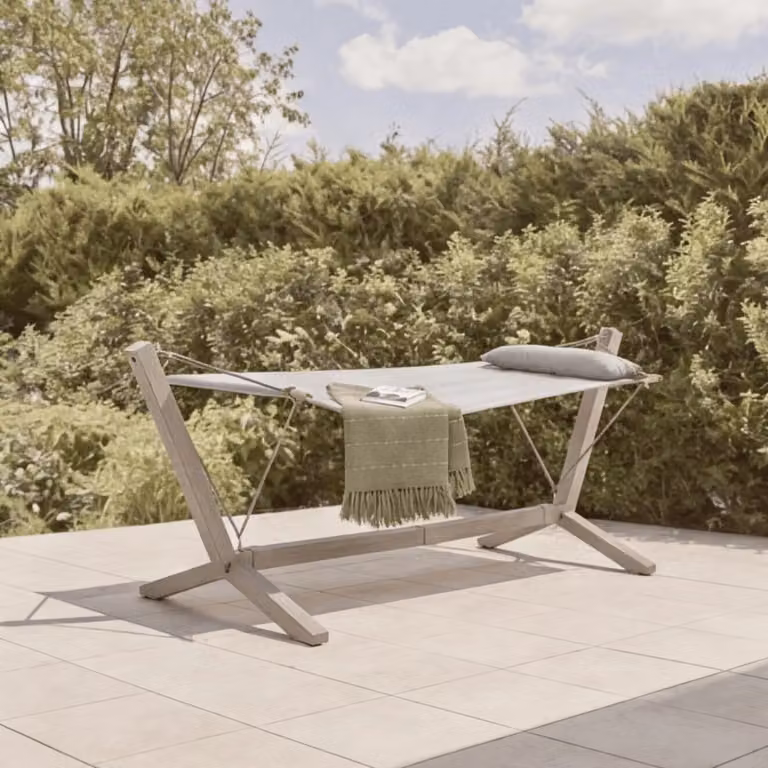 Leisure Grow Savannah Birch Wood Effect Hammock with Stand in Grey