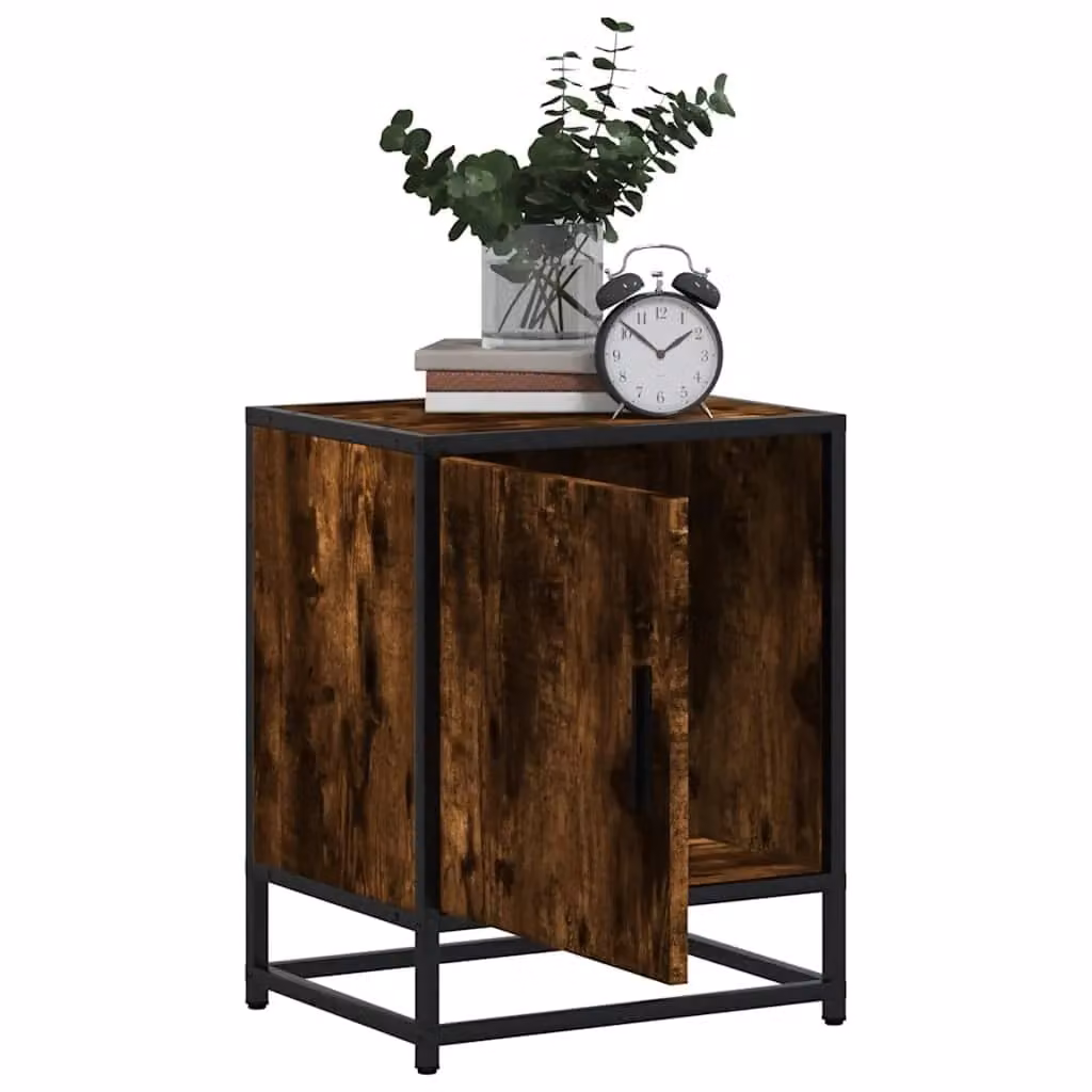 Berkfield Home Smoked Oak Bedside Cabinet in Brown, W/D/H: 40 x 31 x 50 cm – 4