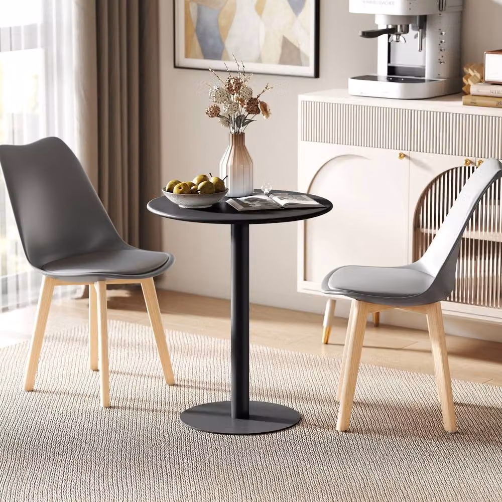 Wyld Haus Lestaguette Round Dining Table in Black with Powder Coated Steel Base, Diameter: 60 cm – 3
