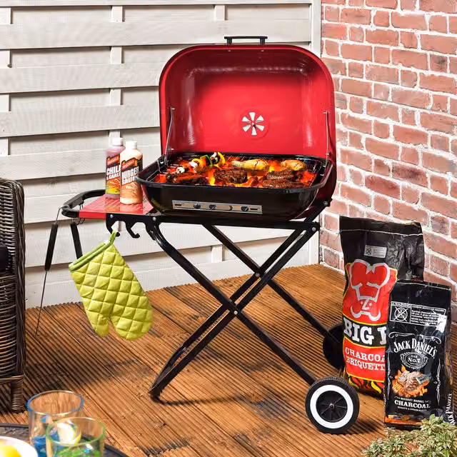 BBQ Chef Jerez Folding Charcoal Tabletop BBQ in Red