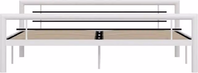Berkfield Home Elegant Metal Bed Frame in White and Black, W/D/H: 180 x 200 x 187.5 cm
