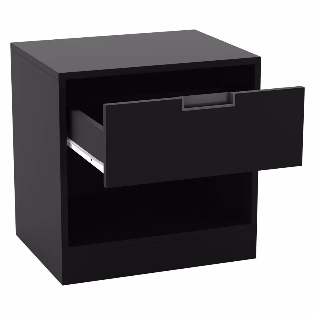 EONLION Modern 1-Drawer Nightstand with Shelf, Black Bedroom Storage Cabinet – 3