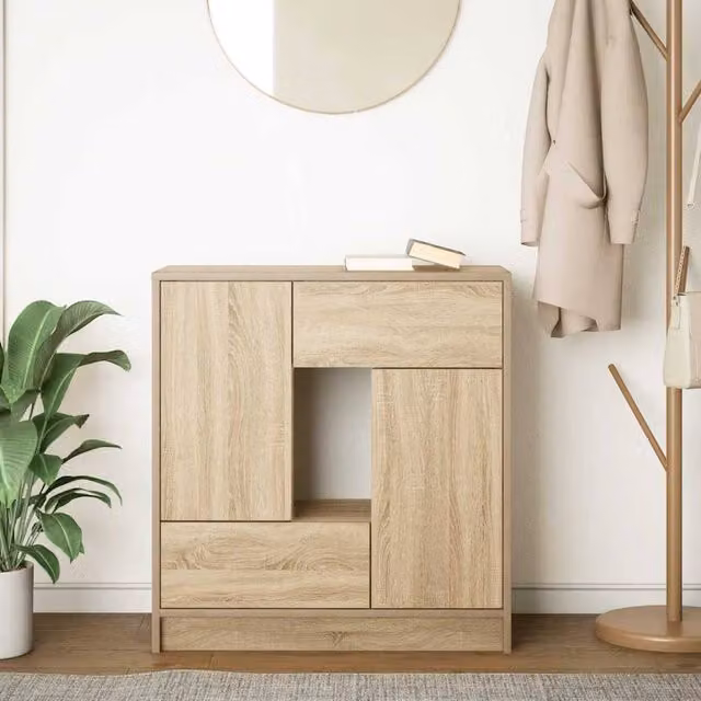 Berkfield Home Sonoma Oak Sideboard with Drawers and Doors, Brown, W: 70.5 cm, D: 34 cm, H: 74.5 cm