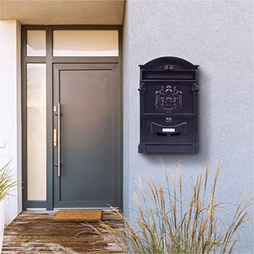 St Helens Home & Garden Wall Mounted Lockable Letterbox, Black, W/D/H: 41 x 25.5 x 9 cm – 4
