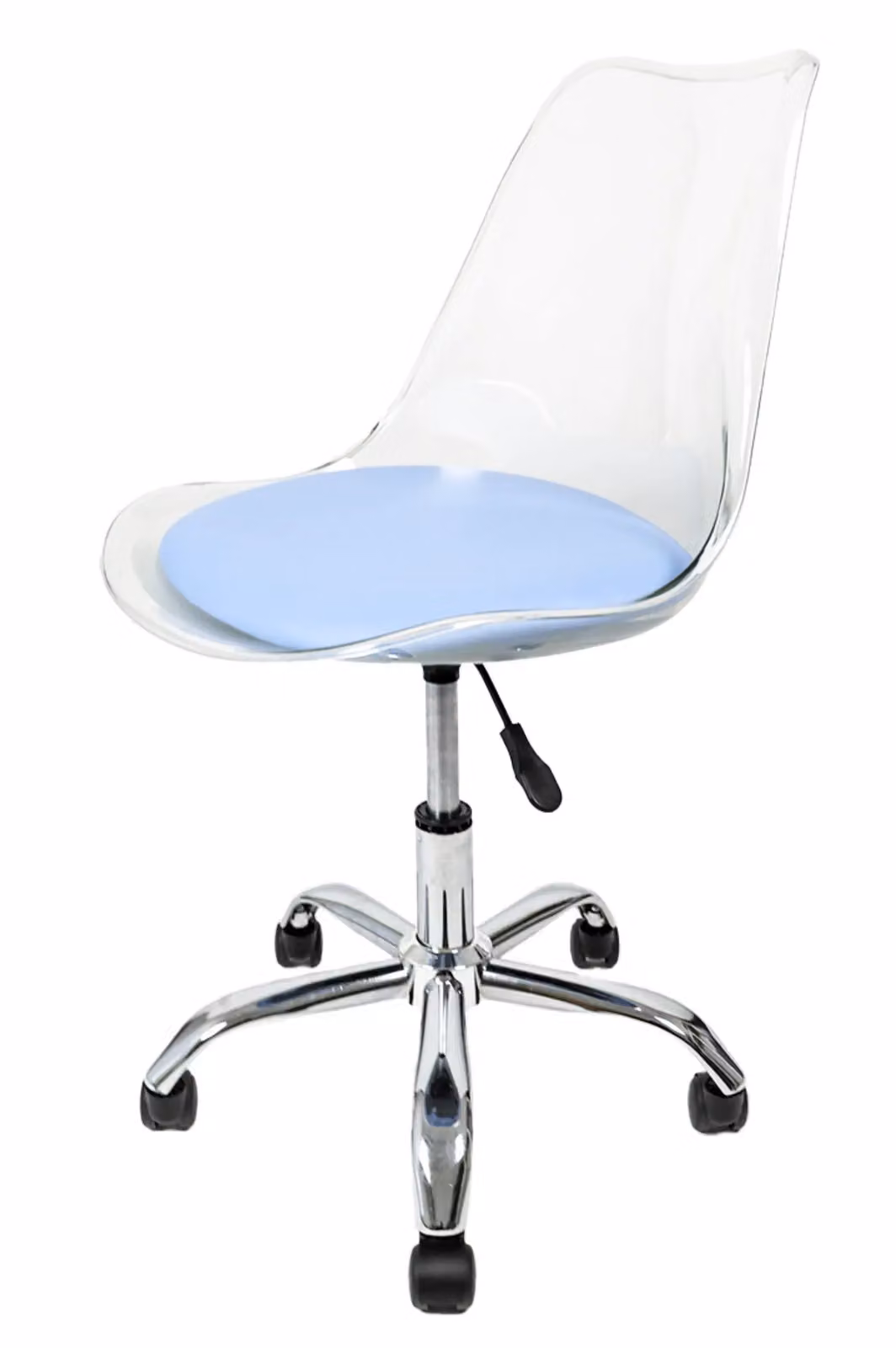 Fusion Living Soho Blue Transparent Plastic Dining Chair with Swivel Base – 2