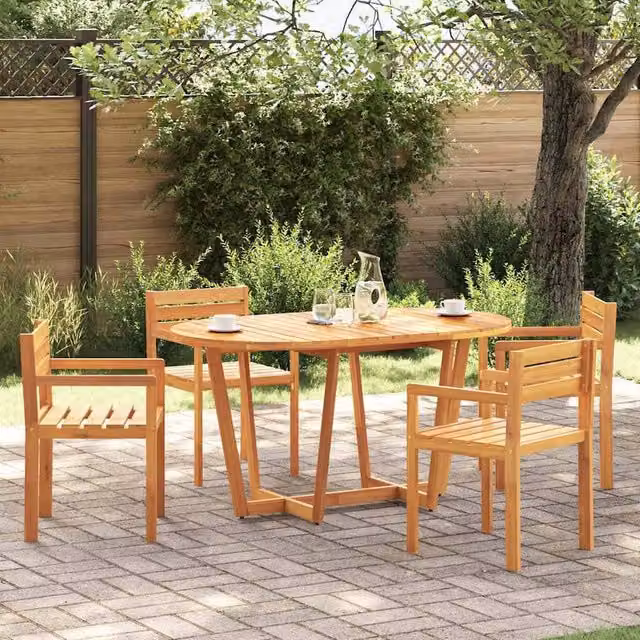 Berkfield Home Beautiful Garden Dining Table, Oval Solid Acacia Wood in Brown, W/D/H: 150 x 90 x 75 cm
