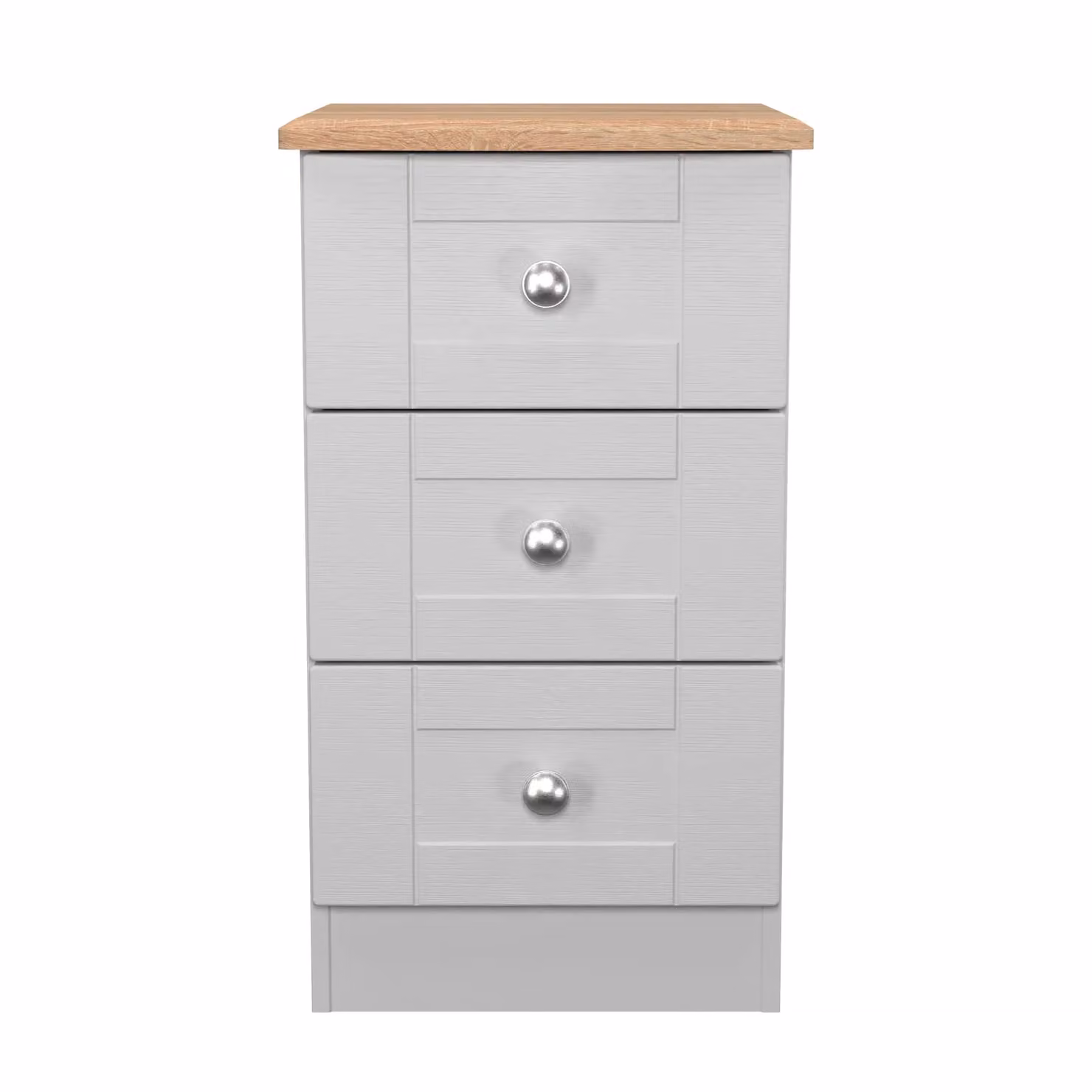 Ready Assembled 2 U Cumbria 3 Drawer Bedside Cabinet in Mid Grey