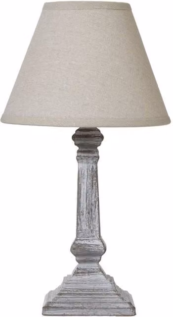 KDMD Capsa Column Table Lamp with Beige Linen Shade – 1
