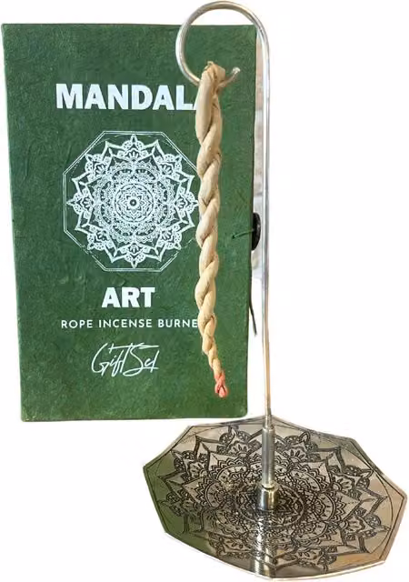 KDMD Silver Plated Mandala Flower Rope Incense Stick Holder Set