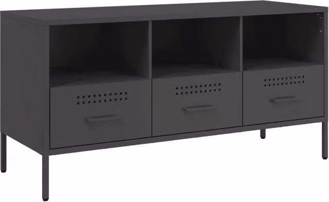 Berkfield Home Industrial Black Metal TV Cabinet W: 100.5 cm, D: 39 cm, H: 50.5 cm – 1
