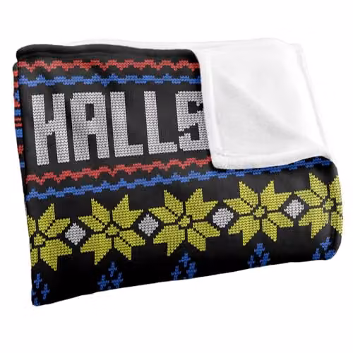 LOGOVISION Star Trek The Halls Ugly Christmas Sweater Super Soft Microfibre Fleece Throw Blanket, White, W/D/H: 152 x 127 cm – 2