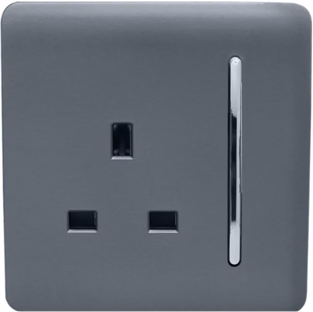Trendi Flush 1 Gang 13 Amp Switched Socket in Grey