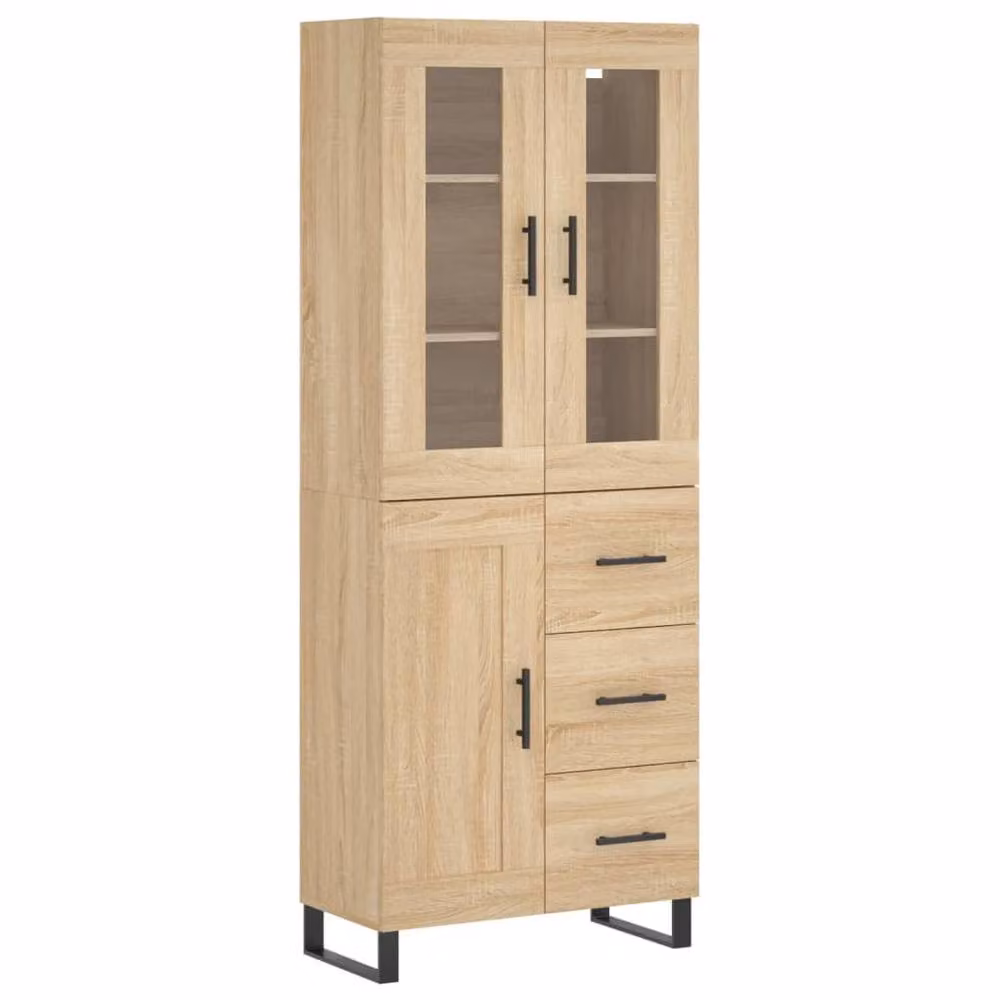 Berkfield Home Sonoma Oak Highboard in Light Tan Beige, W/D/H: 69.5 x 34 x 180 cm – 2