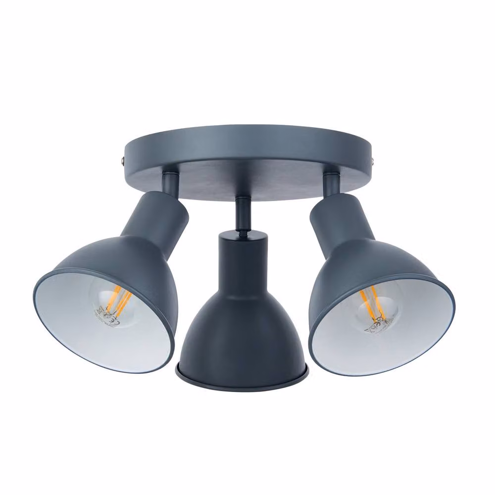 First Choice Lighting Hawkins Set of 2 Grey Round Adjustable LED Ceiling Spotlights – 2