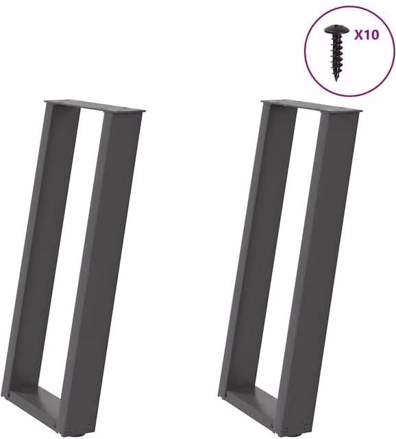 Berkfield Home U-Shaped Console Table Legs, 2 Pieces, Anthracite Black Steel, W: 28 cm, H: 72.5 cm