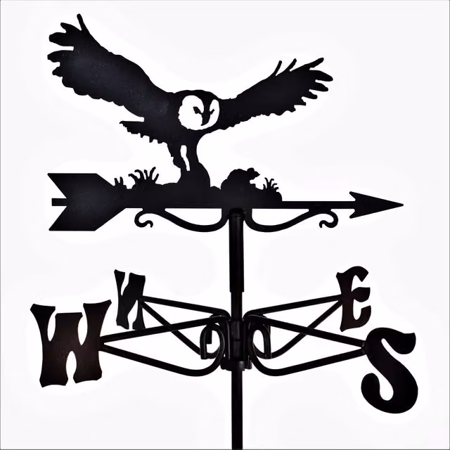 Espira Owl and Mouse Mini Metal Weathervane in Black