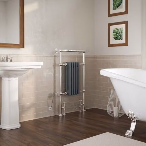 UK Radiators Arundel Anthracite Traditional Dual Fuel Column Heated Towel Rail, H 96.3 cm x W 53.8 cm – 2
