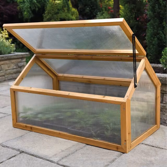 Garden Grow Brown Wooden Hinged Cold Frame with Polycarbonate Lid