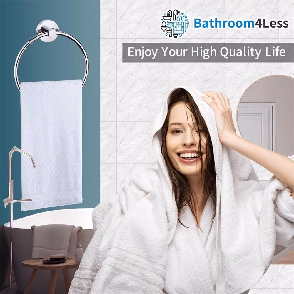 Havendro Wall Mounted Round Towel Ring Holder in Silver, W: 18.7 cm, H: 16.5 cm, D: 3.7 cm – 3