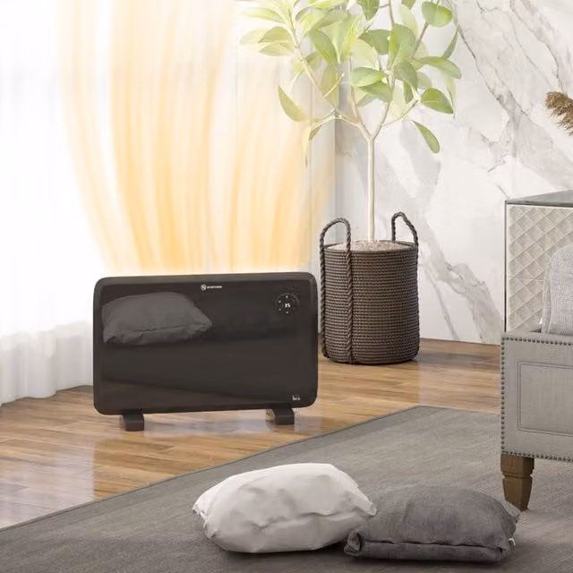 HOMCOM Electric Convector Heater with LED Display and Remote Control, Black