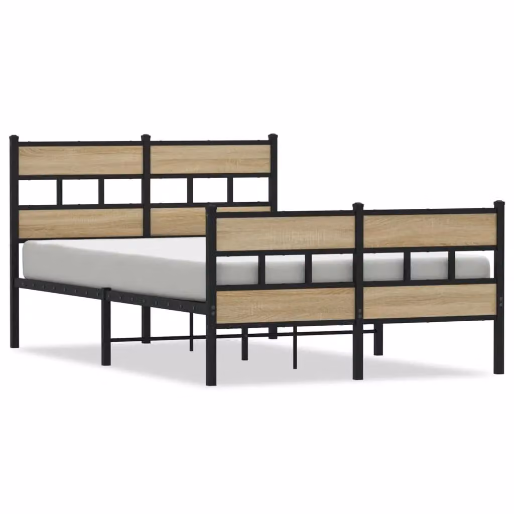 Berkfield Home Metal Bed Frame in Sonoma Oak Brown, W/D/H: 120 x 200 cm – 2