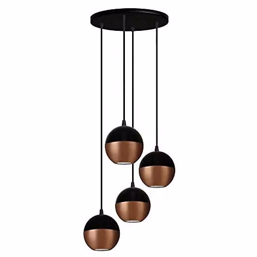 Netlighting Midway Cluster Pendant Ceiling Light in Black and Copper, Diameter: 30 cm – 1