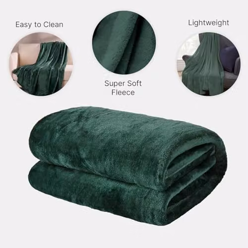 OHS Green Fluffy Fleece Throw Blanket, W/D/H: 150 x 200 cm – 4