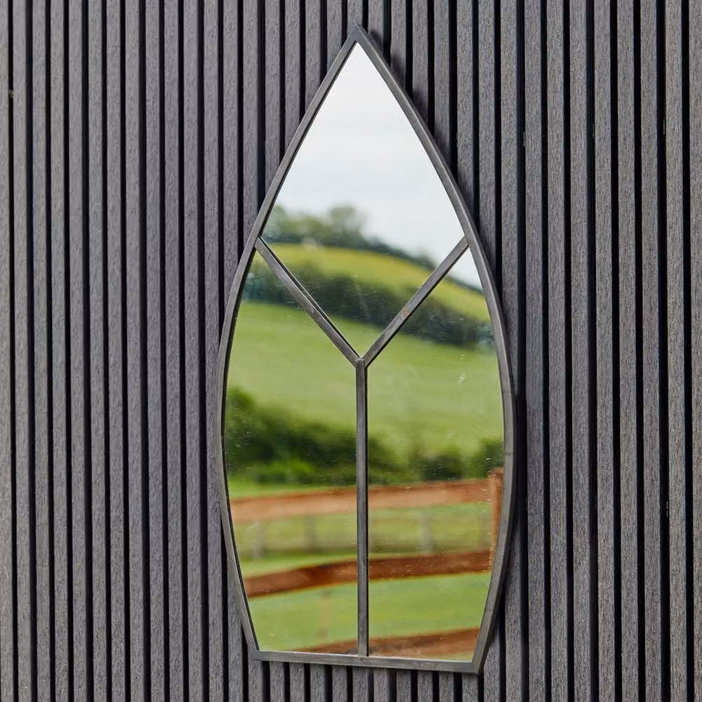 Lemon Pavilion Furniture and Decor Leaf Arch Outdoor Glass Mirror in Black, W50 x H90 x D1 cm – 2