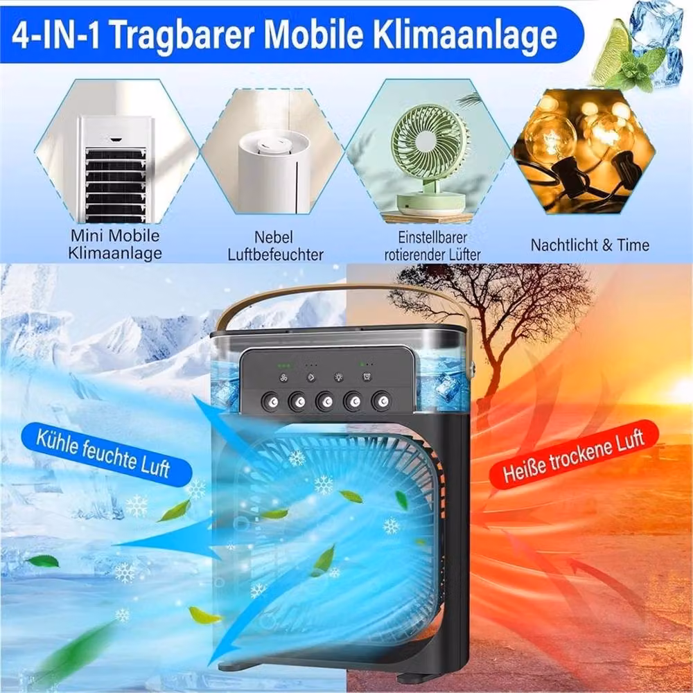 NESTLUNE Black 3-in-1 Portable Mini Air Cooler, Mist Fan and Humidifier – 3