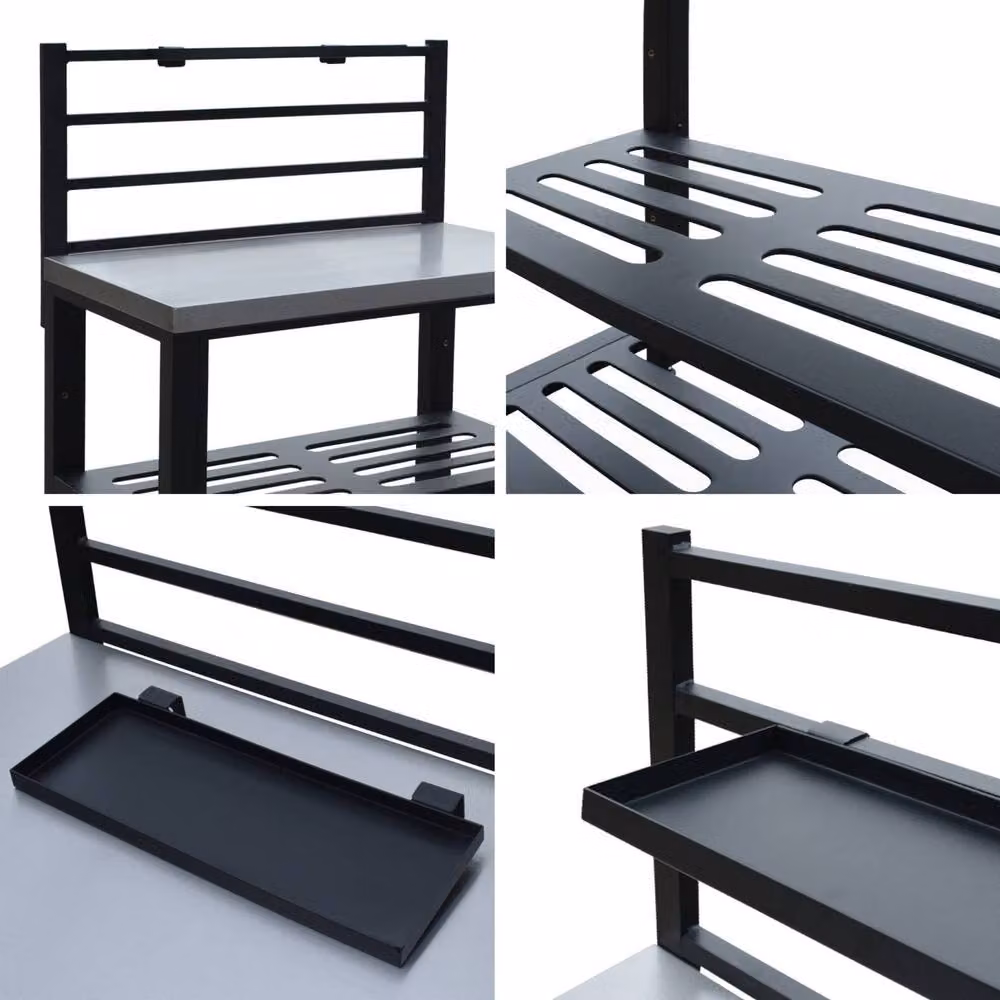 Sweek 2-Shelf Stainless Steel Outdoor Kitchen in Black, W/D/H: 123 x 48 x 80 cm – 3