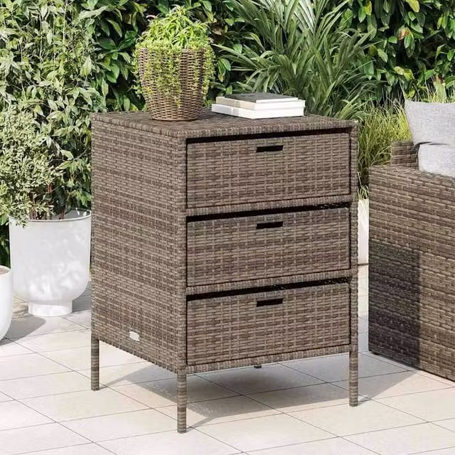 Berkfield Home Garden Storage Cabinet in Grey Poly Rattan and Steel, W: 55 cm, D: 59 cm, H: 80 cm