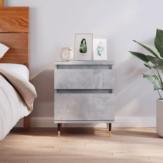 Berkfield Home Bedside Cabinet in Concrete Grey, W/D/H: 40 x 35 x 50 cm
