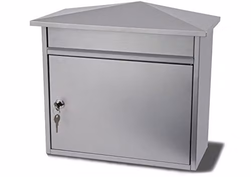 Burg-Wächter Mersey Large Silver Galvanised Steel Wall Mounted Post Box – 1