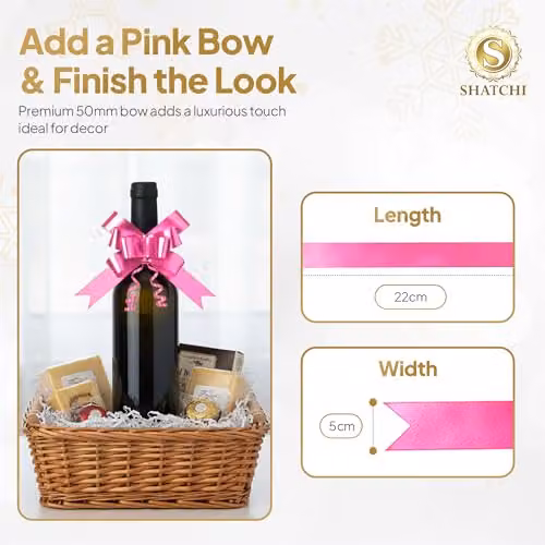 Shatchi 40pcs Hot Pink Pull Bows for Gift Wrapping and Decorations, 5cm Width – 3