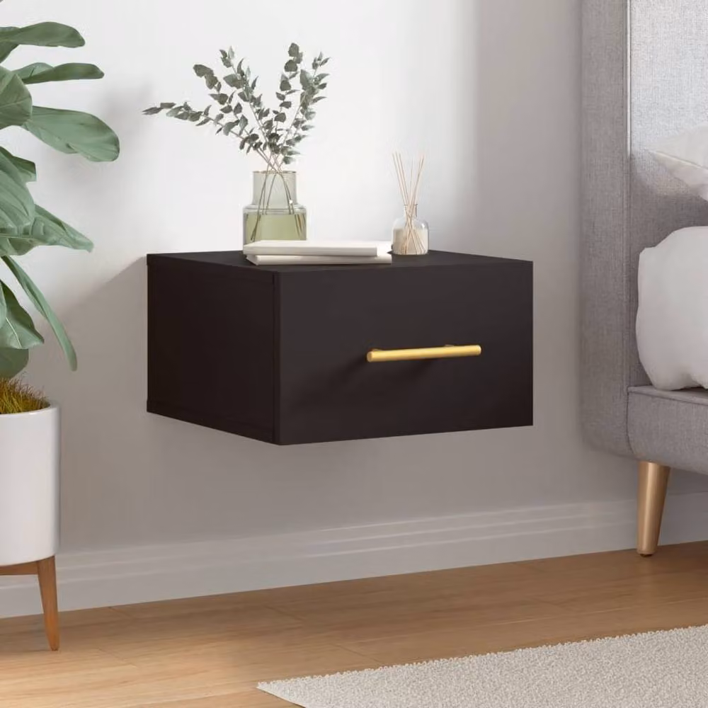 Berkfield Home Wall-mounted Bedside Cabinet in Black, W/D/H: 35 x 35 x 20 cm – 2