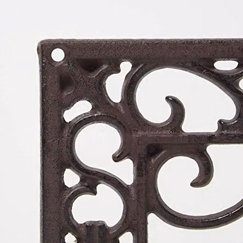 HOMESCAPES Brown Cast Iron Parisian Style Wall Mounted Flower Pot Holder, Width: 51.4 cm – 3