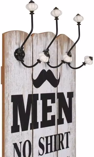 Berkfield Home Wall-mounted Coat Rack with 6 Hooks, White, W: 120 cm, D: 40 cm – 1