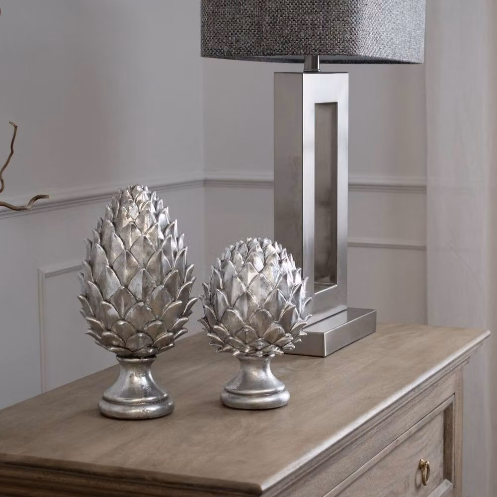 Love Lace Silver Pinecone Metal Tabletop Finial – 3