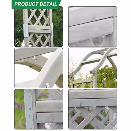Gr8 Garden Grey Wooden Garden Arch with Trellis for Climbing Plants and Roses – 4