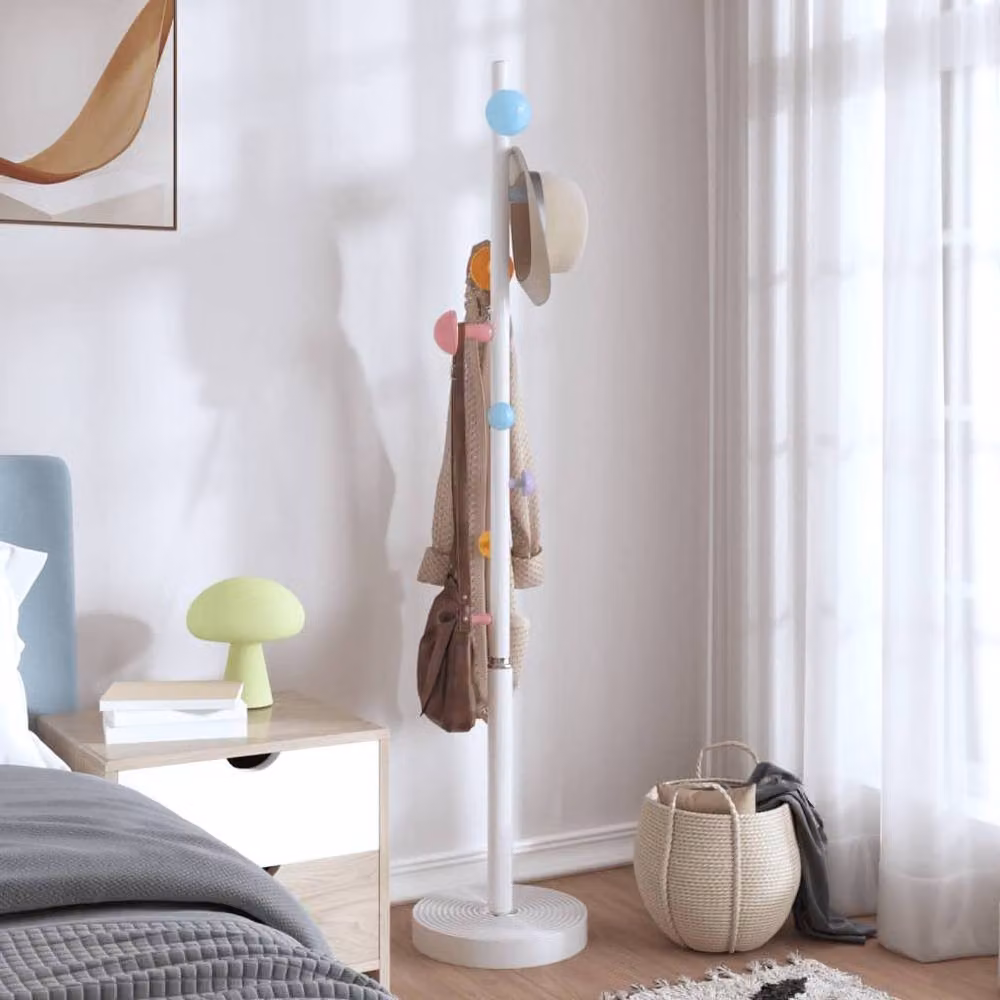 Berkfield Home Post Tree Coat Stand in White Matt Powder-coated Iron, Height: 172 cm – 2