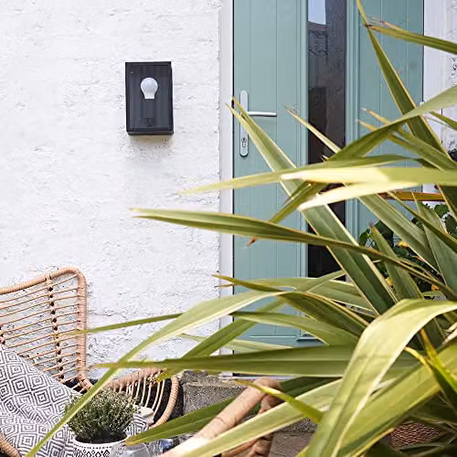 MiniSun Modern Black and Transparent Glass IP44 Rated Outdoor Wall Lantern with E27 LED Bulb, W/D/H: 10.5 x 16.5 x 24.3 cm – 3