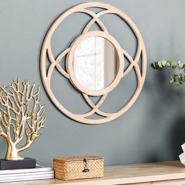 Wyld and Coco Round Wall Mirror, Brown, Diameter: 60 cm – 1