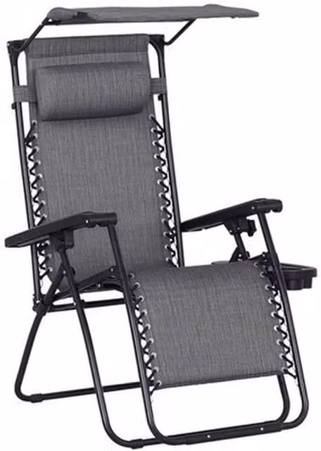 NESTLUNE Zero Gravity Adjustable Patio Lounge Chair in Grey with Textilene Fabric and Metal Frame – 1